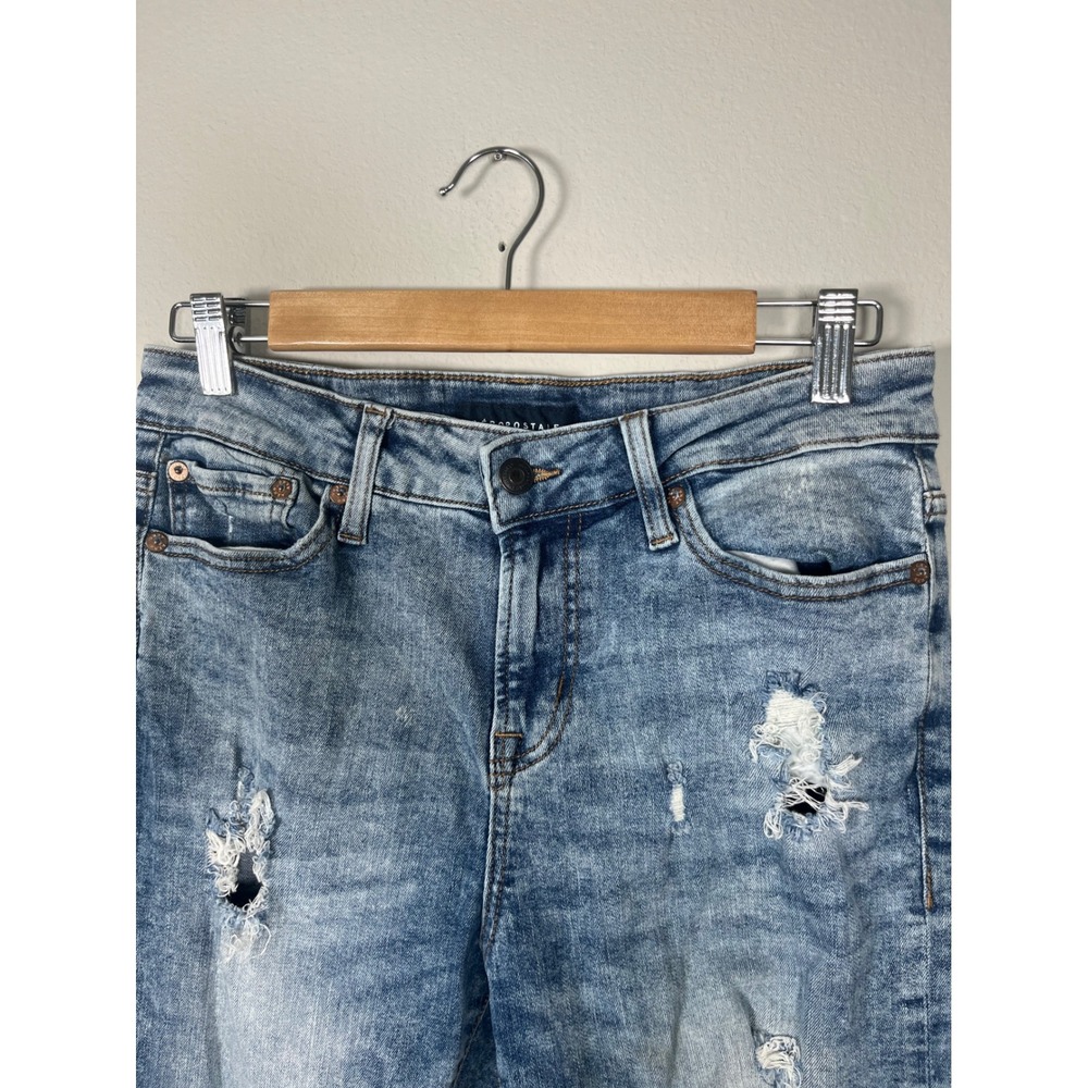 Aeropostale Athletic Skinny Jeans Mens 28x32 Light Wash Distressed Ripped Blue - Picture 3 of 6